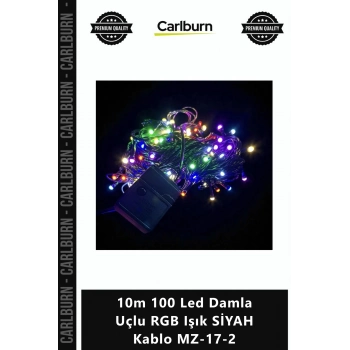 Özel Üretim Dekoratif Animasyonlu Şık Kaliteli 10m 100 Led Damla Uçlu RGB Işık SİYAH Kablo MZ172