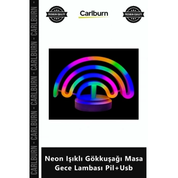 Özel Üretim Dekoratif Modern Estetik Şık Hediye Neon Işıklı Gökkuşağı Masa Gece Lambası Pil+Usb