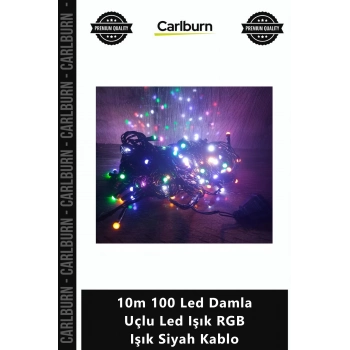 Özel Üretim Dekoratif Animasyonlu Kaliteli 10m 100 Led Damla Uçlu Led Işık RGB Işık Siyah Kablo