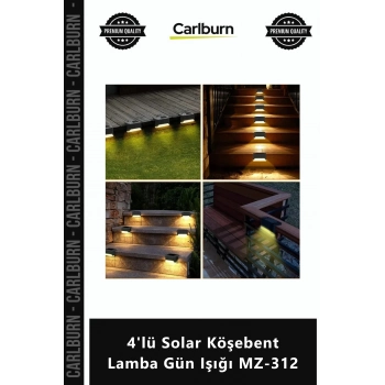 Özel Üretim Güneş Enerjili Bahçe Aydınlatma Dekoratif Şık 4lü Solar Köşebent Lamba Gün Işığı MZ312