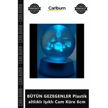 Özel Üretim Dekoratif Gece Lambası Hediye BÜTÜN GEZEGENLER Plastik altlıklı Işıklı Cam Küre 6cm