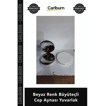 Özel Üretim Şık Tasarım Portatif Kompakt Hediyelik Makyaj Beyaz Renk Büyüteçli Cep Aynası Yuvarlak