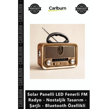 Özel Üretim Solar Panelli LED Fenerli FM Radyo Nostaljik Tasarım Şarjlı Bluetooth Özellikli