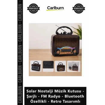 Özel Üretim Solar Nostalji Müzik Kutusu Şarjlı FM Radyo Bluetooth Özellikli Retro Tasarımlı