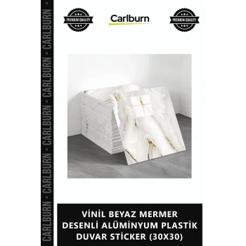Özel Üretim 3D Panel Yapışkanlı VİNİL BEYAZ MERMER DESENLİ ALÜMİNYUM PLASTİK DUVAR STİCKER 30X30