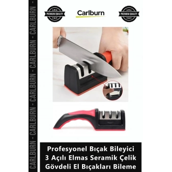 Özel Üretim Keskin Profesyonel Bıçak Bileyici 3 Açılı Elmas Seramik Çelik Gövdeli El Bıçakları Bilem