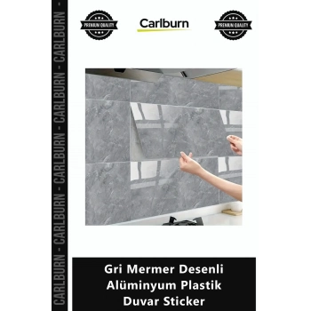 Özel Üretim Nem Isı Su Geçirmez Mutfak Banyo Gri Mermer Desenli Alüminyum Plastik Duvar Sticker