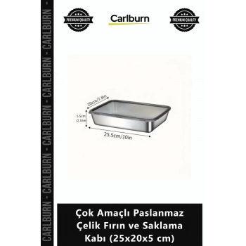 Özel Üretim 304 Kalite Sağlıklı Derin Çok Amaçlı Paslanmaz Çelik Fırın Saklama Kabı 25x20x5 cm