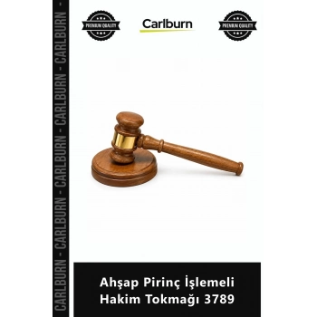 Özel Üretim Hukukçu Hediyesi Dekoratif Kaliteli Ceviz Şık Ahşap Pirinç İşlemeli Hakim Tokmağı 3789