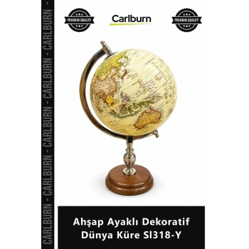 Özel Üretim Ofis Hediyesi Şık Masaüstü Retro Estetik Lüks Ahşap Ayaklı Dekoratif Dünya Küre Sl318Y