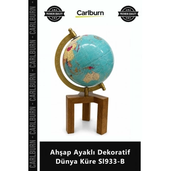 Özel Üretim Ofis Hediyesi Masa Üstü Şık Modern Kaliteli Ahşap Ayaklı Dekoratif Dünya Küre Sl933B