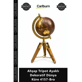 Özel Üretim Şık Ofis Hediyelik Lüks Ev Aksesuarı Ahşap Tripot Ayaklı Dekoratif Dünya Küre 4157Bro