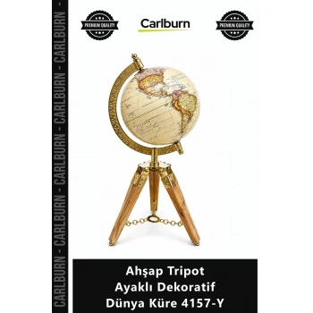 Özel Üretim Ofis Ev Hediyelik Modern Şık Retro Tasarım Ahşap Tripot Ayaklı Dekoratif Dünya Küre 4157