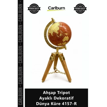 Özel Üretim Ofis Hediyelik Retro Eskitme Tasarım Ahşap Tripot Ayaklı Dekoratif Dünya Küre 4157R