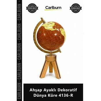 Özel Üretim Ofis Hediyesi Masa Üstü Vintage Coğrafi Harita Ahşap Ayaklı Dekoratif Dünya Küre 4136R