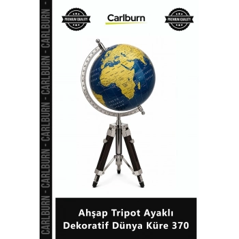 Özel Üretim Vintage Ofis Aksesuarı Şık Hediye Tasarım Ahşap Tripot Ayaklı Dekoratif Dünya Küre 370