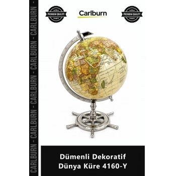 Özel Üretim Masaüstü Ofis Hediyelik Retro Tasarım Marin Aksesuar Dümenli Dekoratif Dünya Küre 4160Y