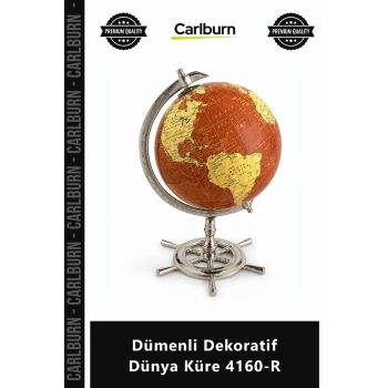 Özel Üretim Hediyelik Ahşap Masaüstü Ofis Aksesuarı Şık Retro Tasarım Dümenli Dekoratif Dünya Küre 4