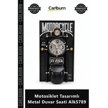 Özel Üretim Lazer Kesim Siyah Modern Şık Dekoratif Motosiklet Tasarımlı Metal Duvar Saati Alk5789