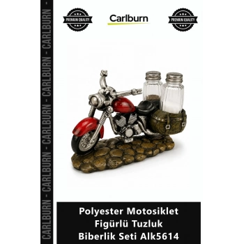 Özel Üretim Dekoratif Hediyelik Mutfak Polyester Motosiklet Figürlü Tuzluk Biberlik Seti Alk5614