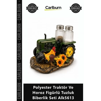 Özel Üretim Şık Mutfak Dekorasyon Polyester Traktör Horoz Figürlü Tuzluk Biberlik Seti Alk5613