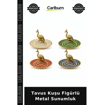 Tavus Kuşu Figürlü Lüks Metal Sunumluk Alk6391