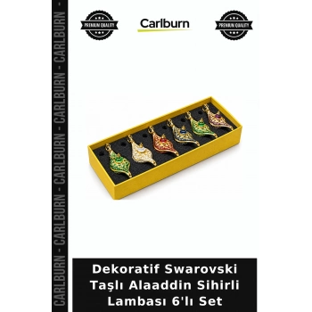 Dekoratif Swarovski Taşlı Alaaddin Sihirli Lambası 6lı Set Alk6186