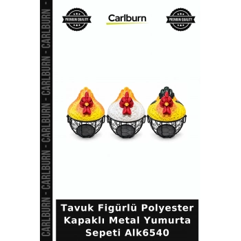 Özel Üretim Mutfak Dekoratif Hediye Tavuk Figürlü Polyester Kapaklı Metal Yumurta Sepeti Alk6540