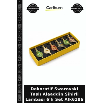 Özel Üretim Hediyelik Dekoratif Swarovski Taşlı Alaaddin Sihirli Lambası 6’Lı Set. Alk6186
