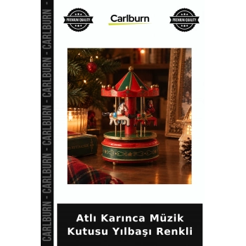 Özel Üretim Hediyelik Dekoratif Atlı Karınca Müzik Kutusu Yılbaşı Renkli