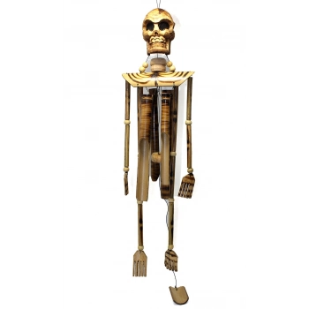 #İskelet Handmade El İşçiliği Doğal Doku Antik Hava Ev Dekorasyonu 90 cm Ahşap İskelet Figürü