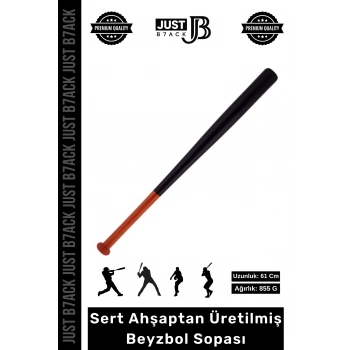 #AhşapBeyzbol Sert Dişbudak Ahşap Kaymaz Dayanıklı 855 Gram Kırılmaz Siyah Beyzbol Sopası 61 Cm