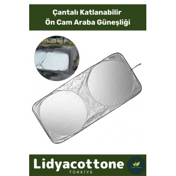 Araba Ön Cam Güneşlik Premium UV Işık Engelleyici Çift Katmanlı Dayanıklı Çantalı Katlanabilir