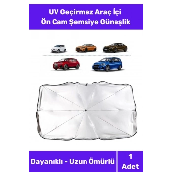 Araç İçi Ön Cam Şemsiye Güneşlik Premium Seri Gölgelik Titanyum Gümüş Kaplama UV Geçirmez Dayanıklı