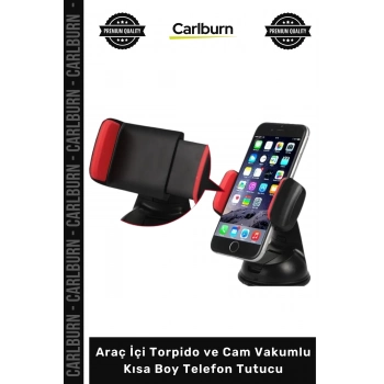 Özel Üretim Siyah 360 Derece Universal Güçlü Araç İçi Torpido Cam Vakumlu Kısa Boy Telefon Tutucu