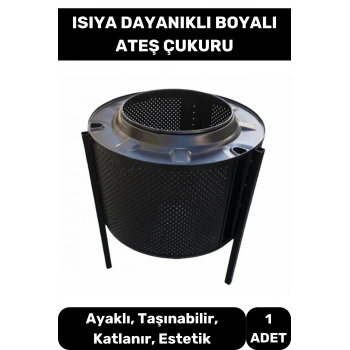 Ateş Çukuru Bahçe Şöminesi Seri Taşınabilir Kuplu Katlanır Soba Estetik Ayaklı