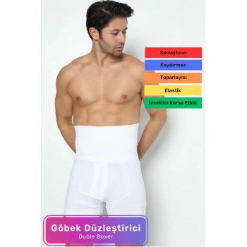 Özel Üretim Şekillendirici Basen Göbek Toparlayıcı Sıkılaştırıcı Bel İnceltici Erkek Beyaz Boxer Korse