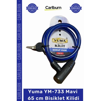 #BisikletKilidi Çelik Kablo Vinil Kaplama Güvenli Dayanıklı Anahtarlı YM733 Mavi 65 cm Bisiklet Kilidi