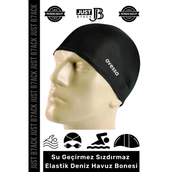 #Bone Su Geçirmez Sızdırmaz %100 Silikon Esnek Yüzücü Elastik Siyah Deniz Havuz Bonesi - 1 Adet