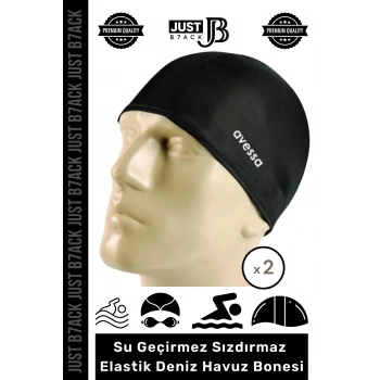 #Bone Su Geçirmez Sızdırmaz %100 Silikon Esnek Yüzücü Elastik Siyah Deniz Havuz Bonesi - 2 Adet