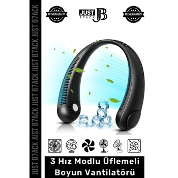 #BoyunVantilatörü Sessiz Şarjlı Yüksek Güçlü Hava Soğutucu 3 Hız Modlu Üflemeli Boyun Vantilatörü