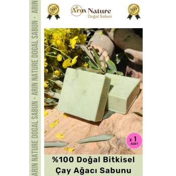 #çayağacı %100 Doğal Güzel Kokulu El Yüz Saç Vücut Orijinal Bitkisel Çay Ağacı Sabunu 120g - 1 Adet