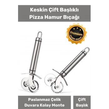 Çift Başlıklı Hamur Ruleti Pizza Kesme Aparatı Mantı Kesme Bıçağı