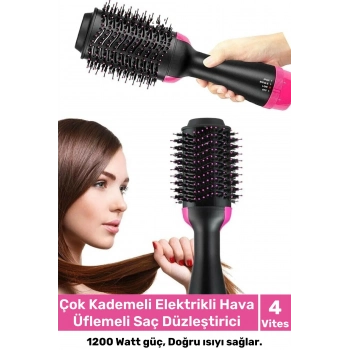 Deluxe 4 Vitesli Çok Kademeli 1200w Elektrik Hava Üflemeli 2.5m Kablolu Saç Düzleştirici Fön Tarağı