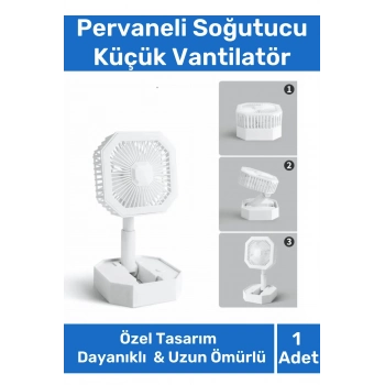 Deluxe Katlanabilir 2 Modlu Usb Şarjlı Sessiz Mini Fan Yelpazeli Pervaneli Soğutucu Vantilatör