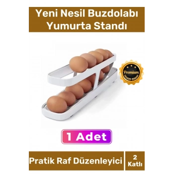 Deluxe Seri Buzdolabı Plastik 2 Katlı Kullanışlı Pratik Raf Düzenleyici Yeni Nesil Yumurta Standı