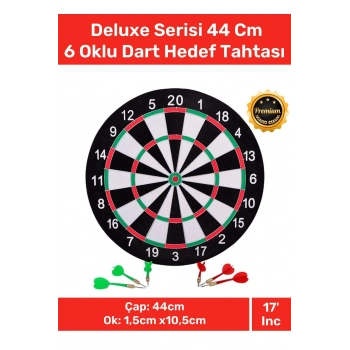 Deluxe Seri Kaliteli 17 Her Yaş Için Iç Dış 44 Cm Kız Erkek Çocuk 6 Ok Dart Ahşap Hedef Tahtası