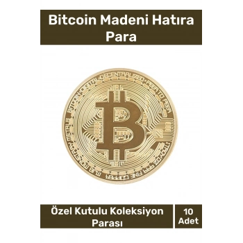Deluxe Series Kutulu Hediyelik Kripto Hatıra Koleksiyon Bitcoin Madeni Para Altın Rengi 10 Adet