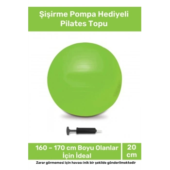 Deluxe Serisi Dayanıklı Yüksek Kalite Mini Gymball 20 cm Yeşil Pilates Topu Şişirme Pompa