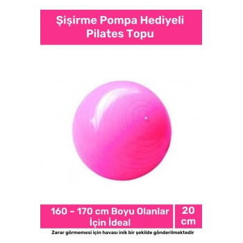 Deluxe Serisi Dayanıklı Yüksek Kalite Mini Gymball 20cm Pembe Pilates Topu Şişirme Pompa